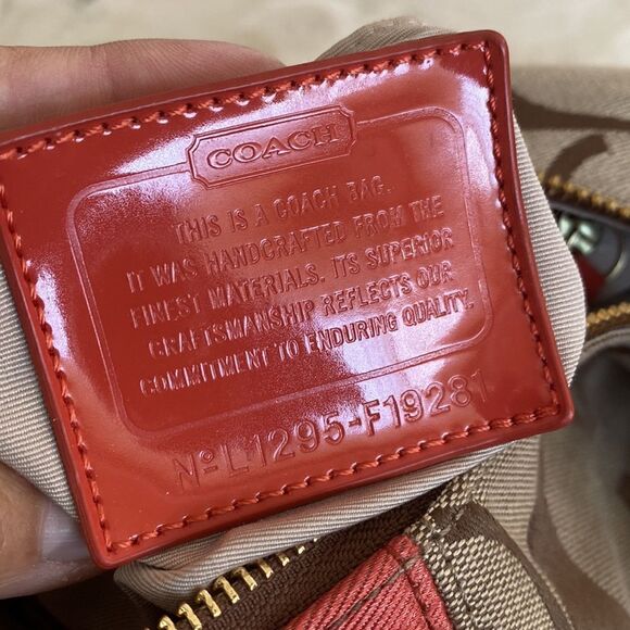 Coach Signature Canvas Shoulder Bag F19281 Brown & Salmon - Picture 13 of 13